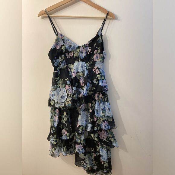 Abercrombie & Fitch Women’s Black Asymmetrical Ruffle Layered Dress - Picture 2 of 16